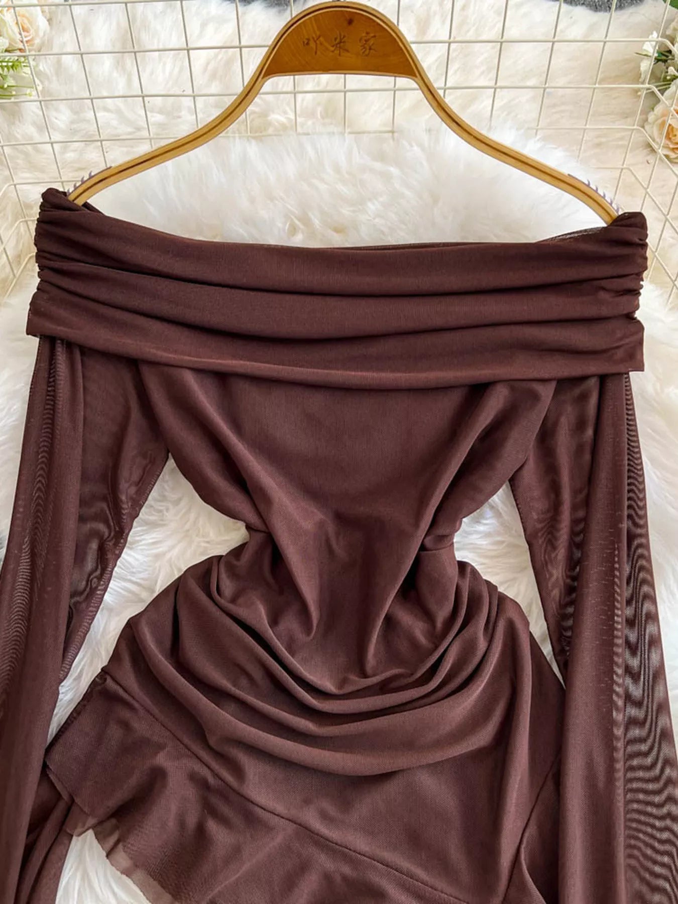 Trendsi Off-Shoulder Ruffled Mesh Top -