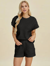 Trendsi Double Take Full Size Texture T-Shirt and Shorts Set -