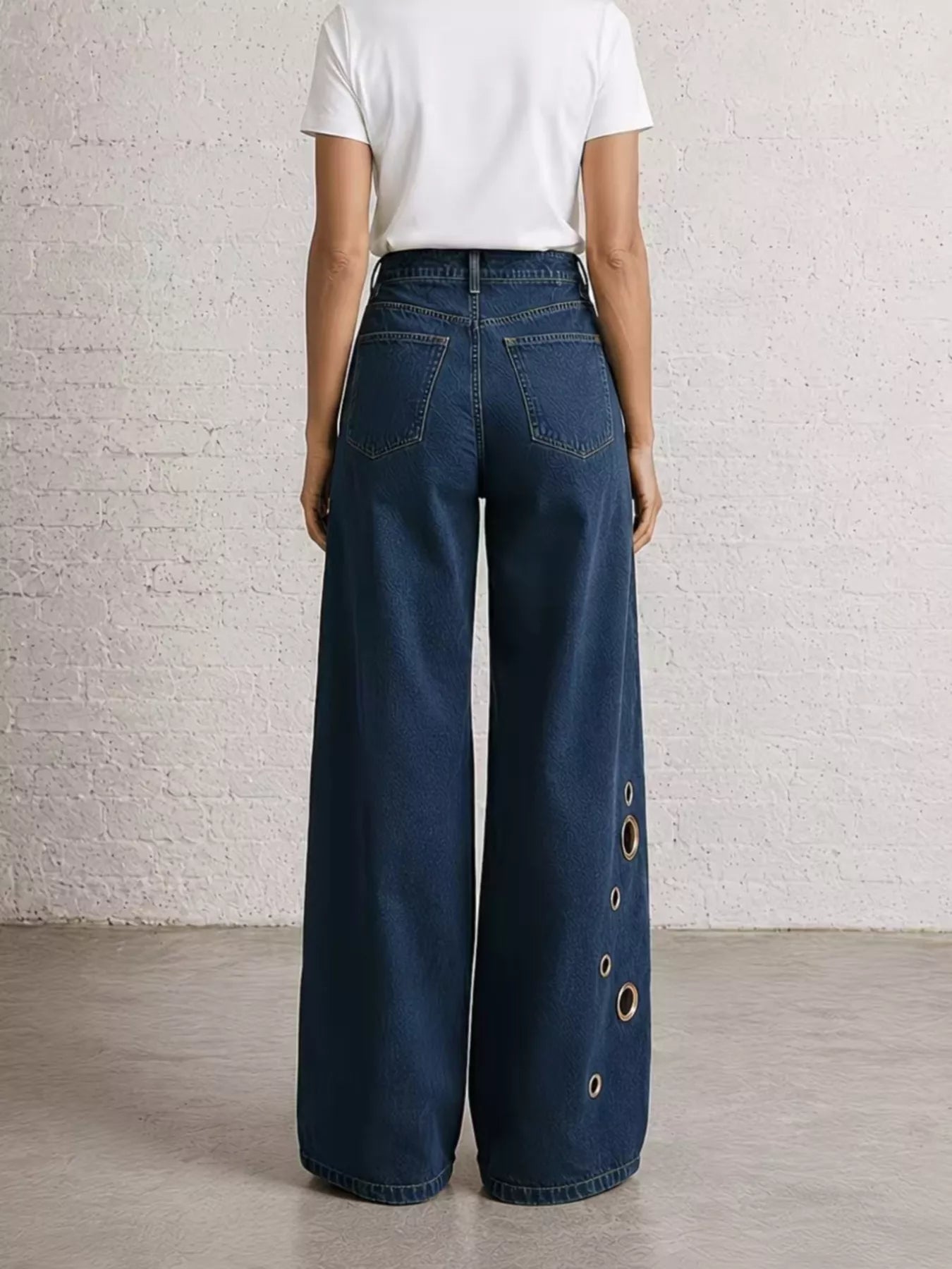 Trendsi Wide Leg Jeans with Eyelet Details -