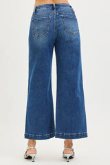 Trendsi RISEN High Rise Wide Leg Jeans With Pocket Button Detail -