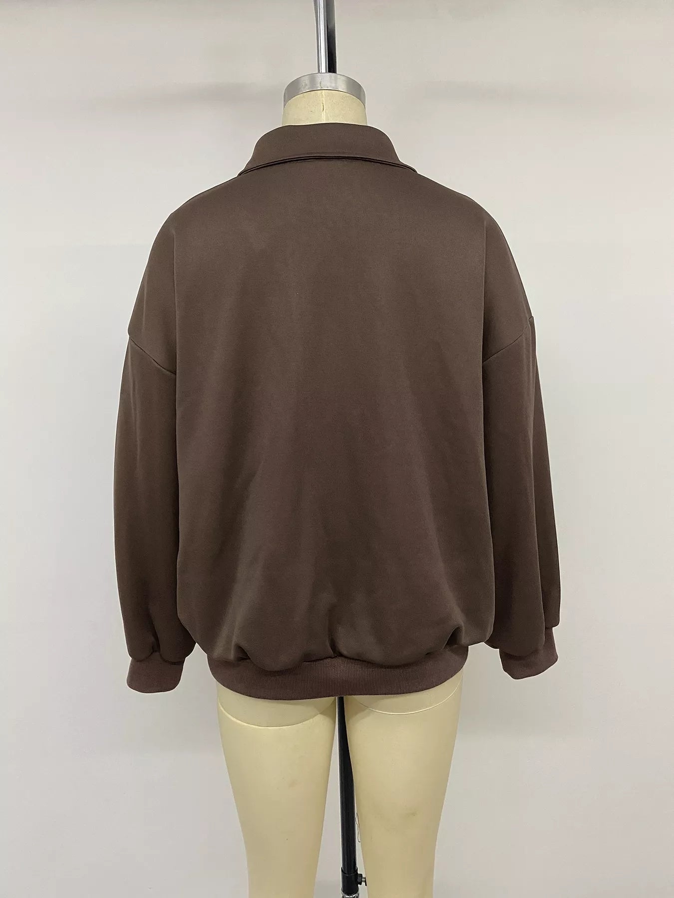 Trendsi Polo Collar Dropped Shoulder Sweatshirt -