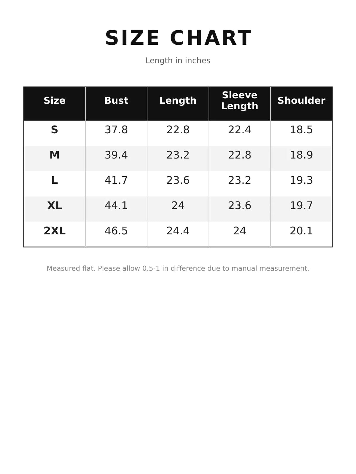 Size chart for women's leopard print button-down jacket