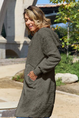 Trendsi Double Take Full Size Hooded Teddy Bear Jacket with Thumbholes - Outerwear