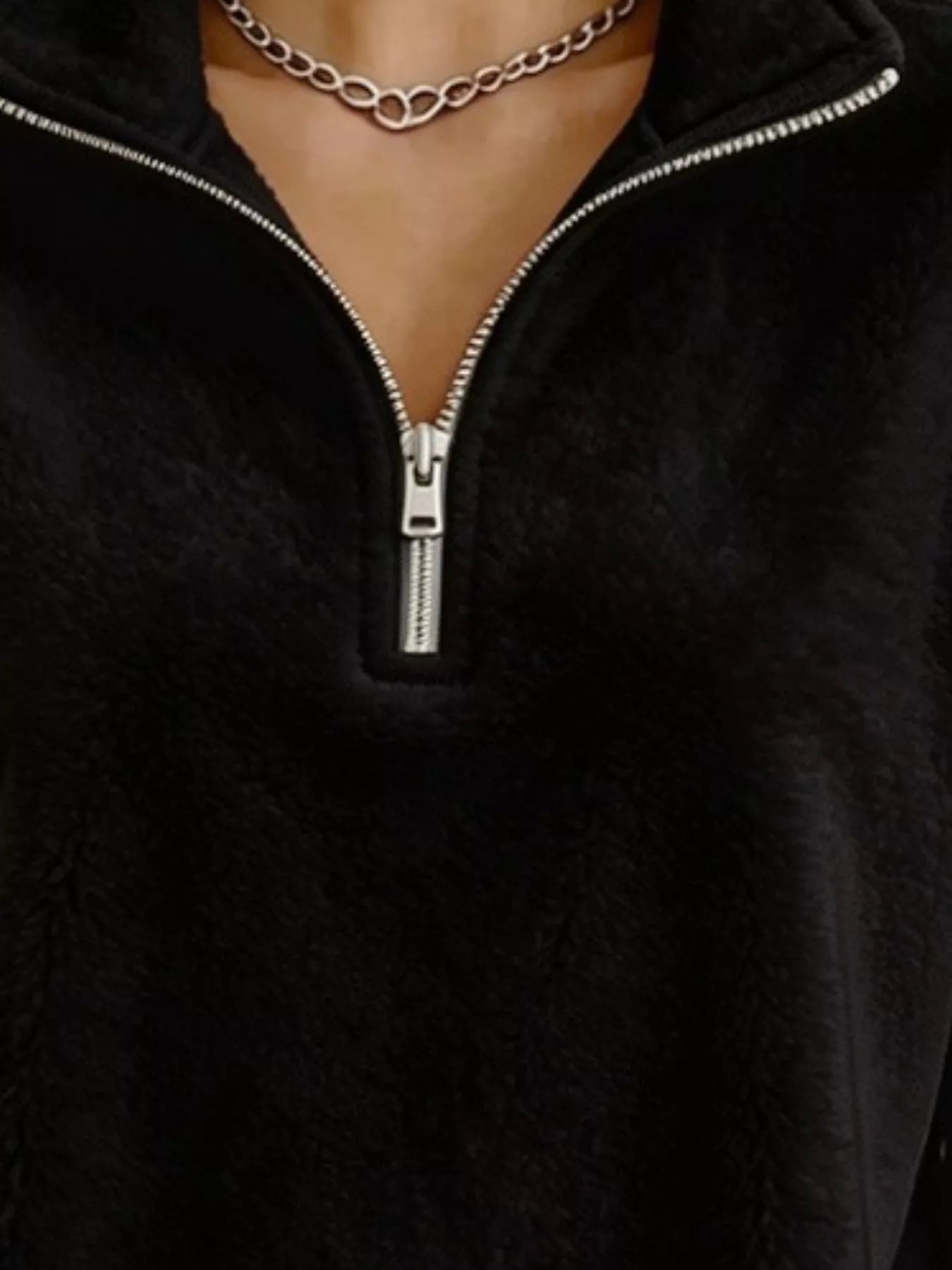 Trendsi Full Size Quarter-Zip Fleece Sweatshirt Plus Size -