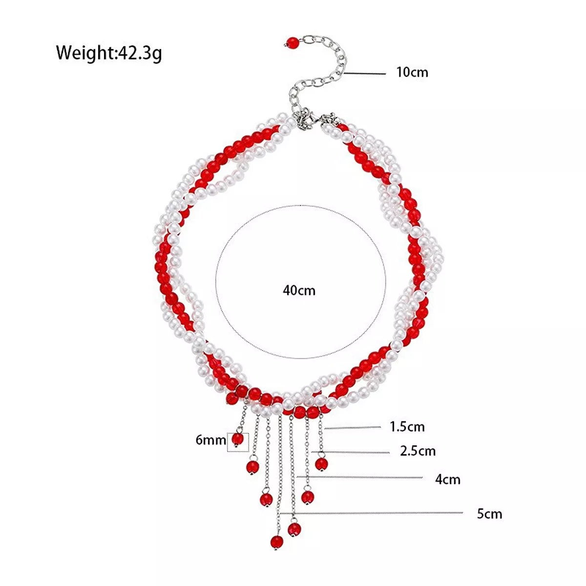 Trendsi Twisted Bead Tassel Necklace -