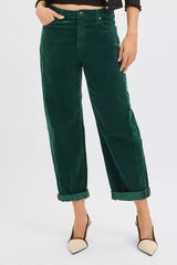Trendsi RISEN High Rise Crop Barrel Cordurory Pants -