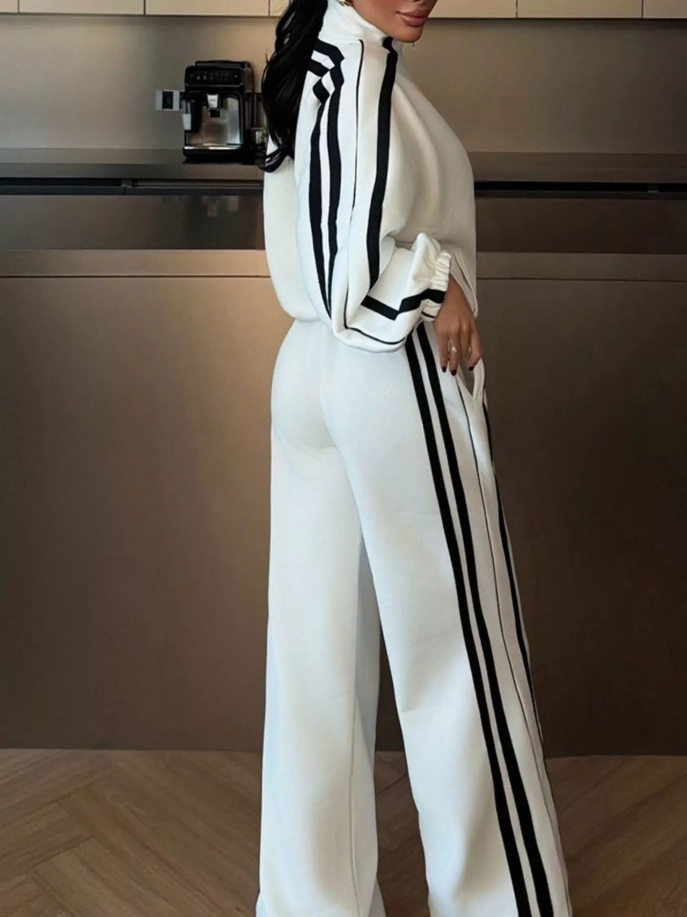Trendsi Side Stripes Zip Up Top and Pants Set -