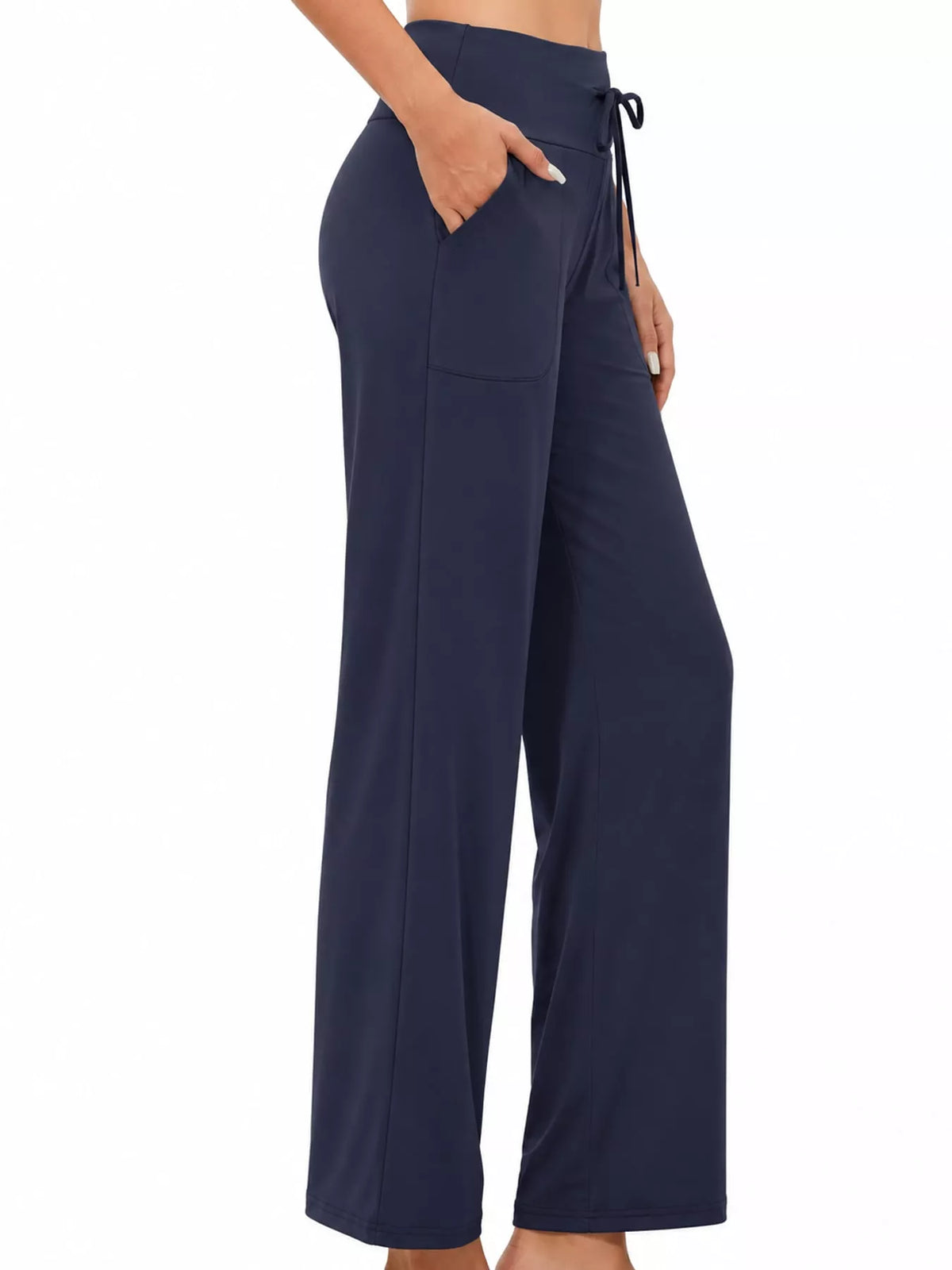 Wide-leg lounge pants, navy side