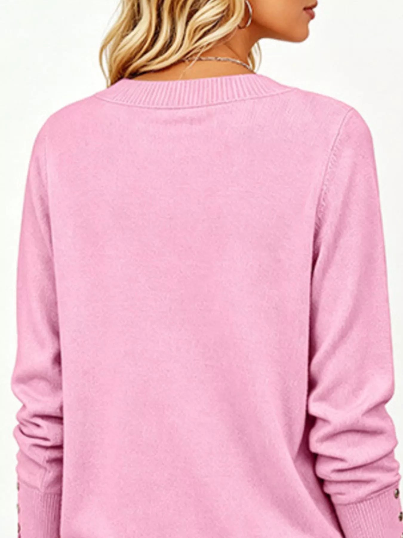 Trendsi V-Neck Long Sleeve Sweater w -