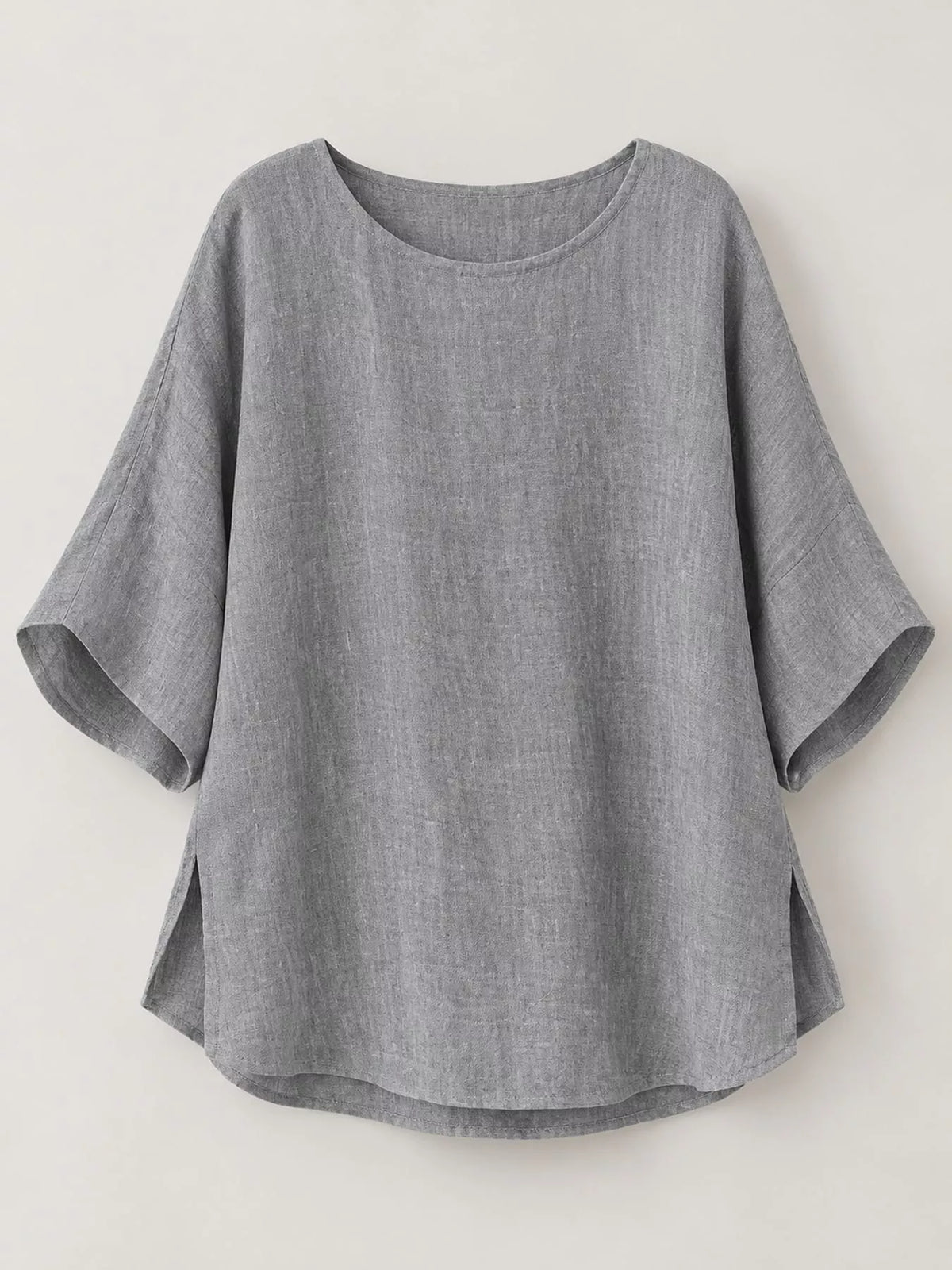 Slit blouse, gray flat lay