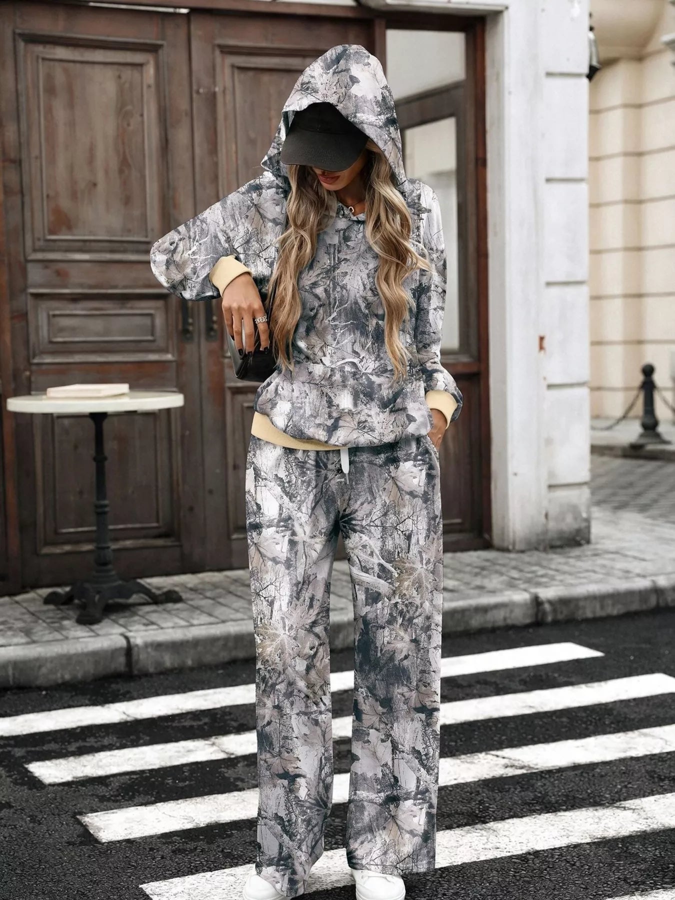 Trendsi Printed Long Sleeve Hoodie and Pants Set -