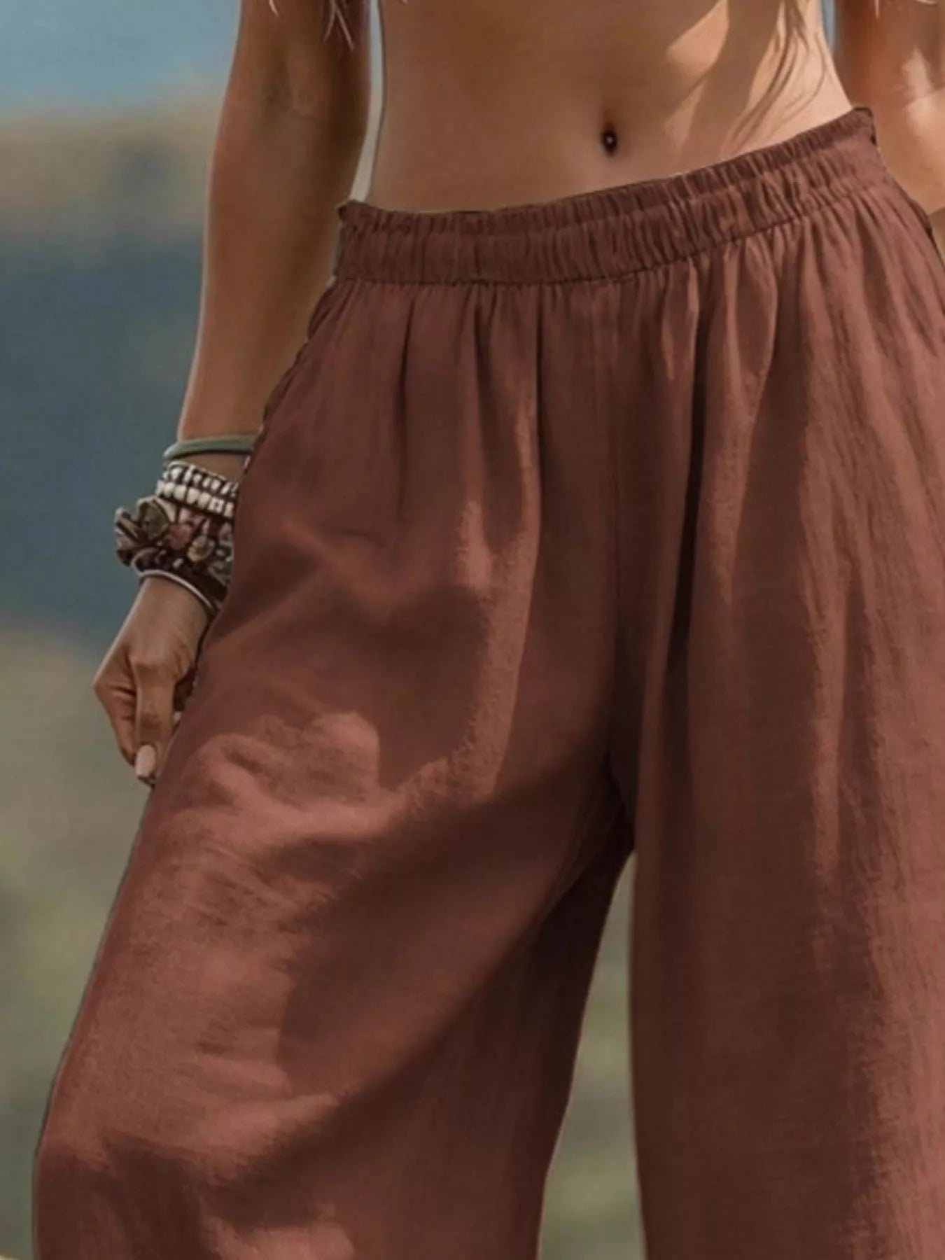 Trendsi Full Size Bohemian Wide-Leg Pants Plus Size -