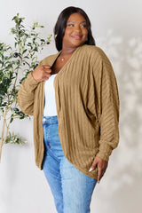 Trendsi Basic Bae Full Size Ribbed Cocoon Cardigan - Shirts