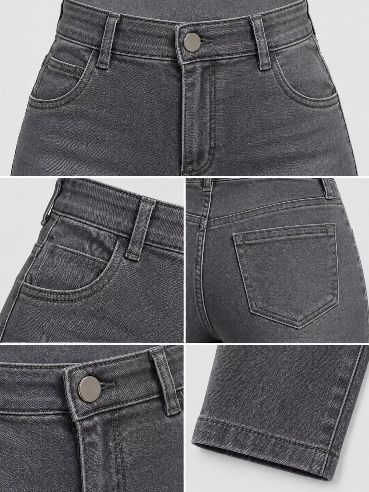Gray high-waisted skinny jeans
