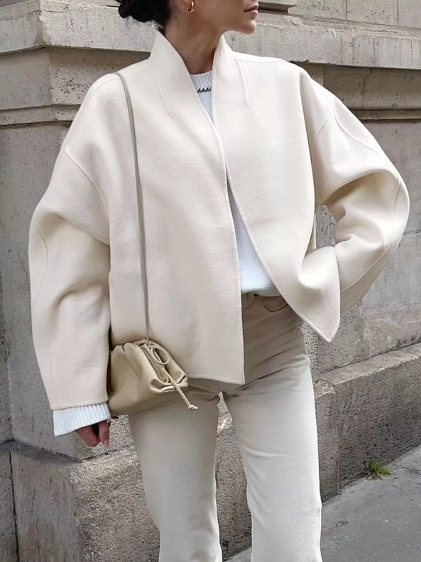 Trendsi Elegant Stand Collar Open Front Outerwear -
