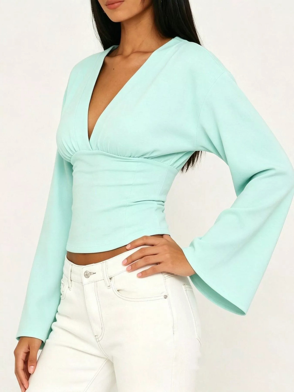 Women's V-Neck Flare Sleeve Blouse — alternate view 11