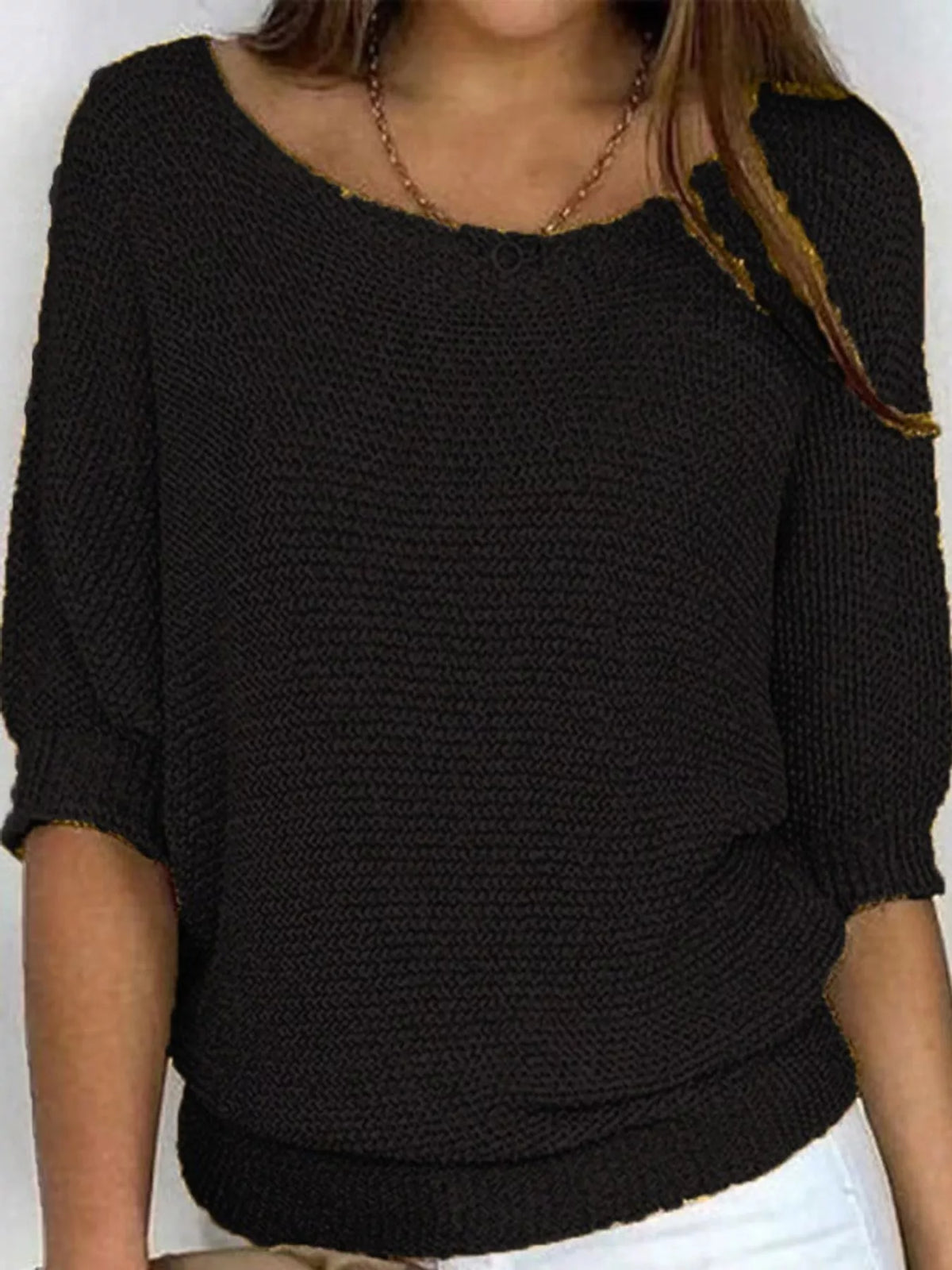 Black three-quarter sleeve sweater