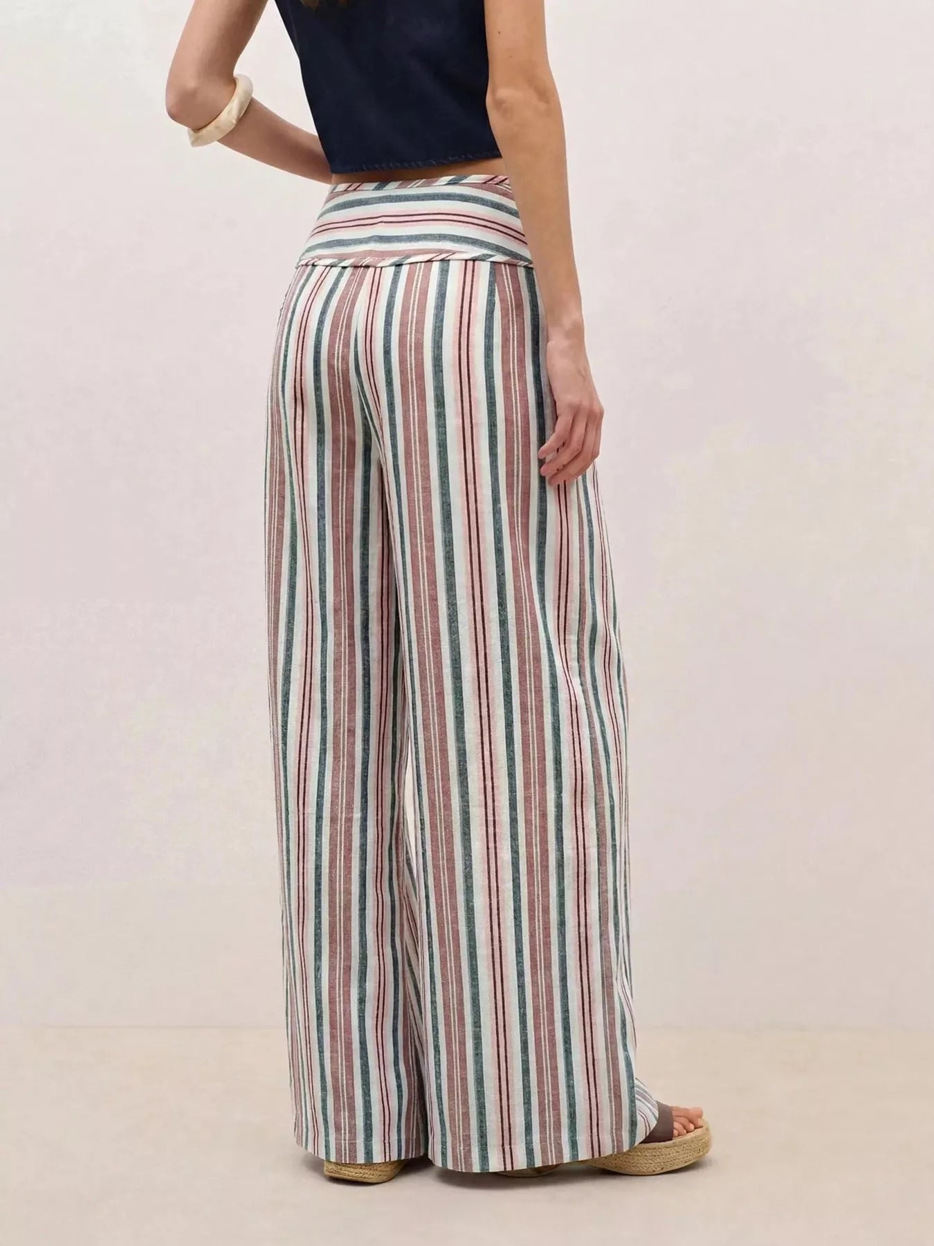 Trendsi Striped Wide-Leg Pants with Tie Waist -