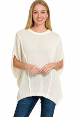 Trendsi Zenana Drop Shoulder Short Sleeve Knit Top -