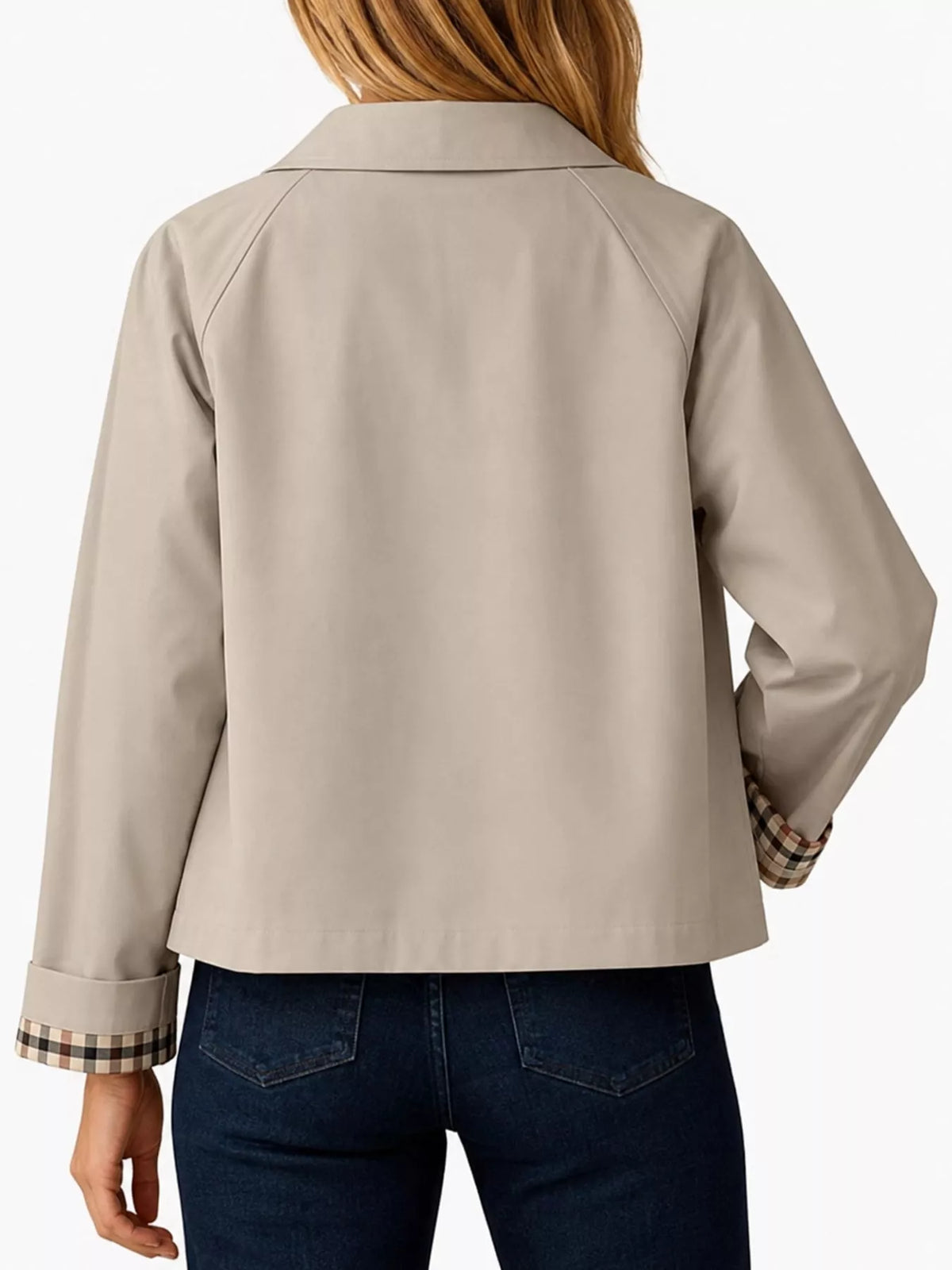 Cropped trench jacket, beige back