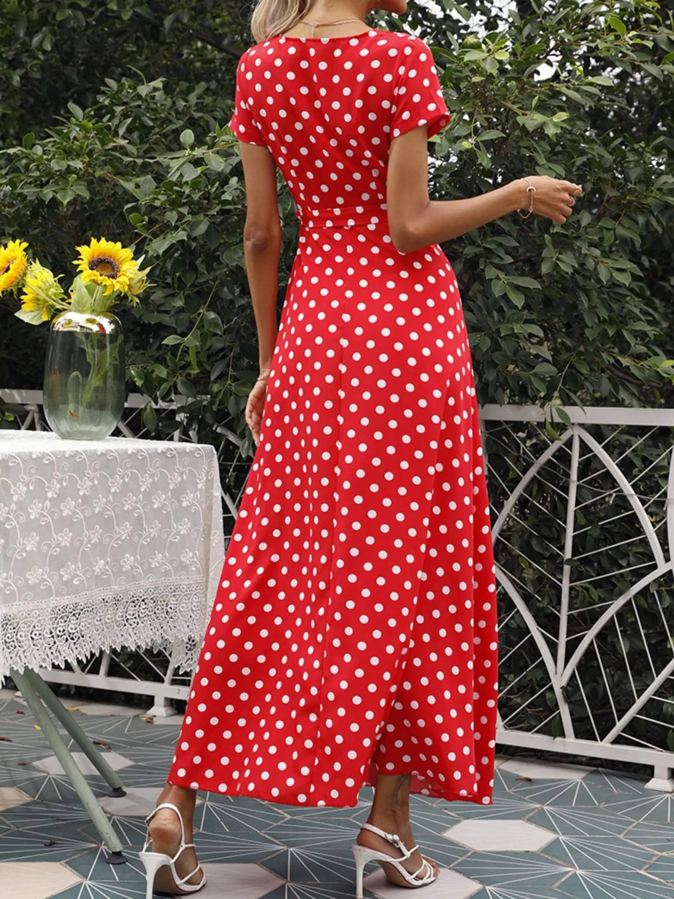 Trendsi Polka Dot Wrap Maxi Dress -