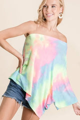 Trendsi BiBi Tie Dye French Terry One Shoulder Top with Dolman -