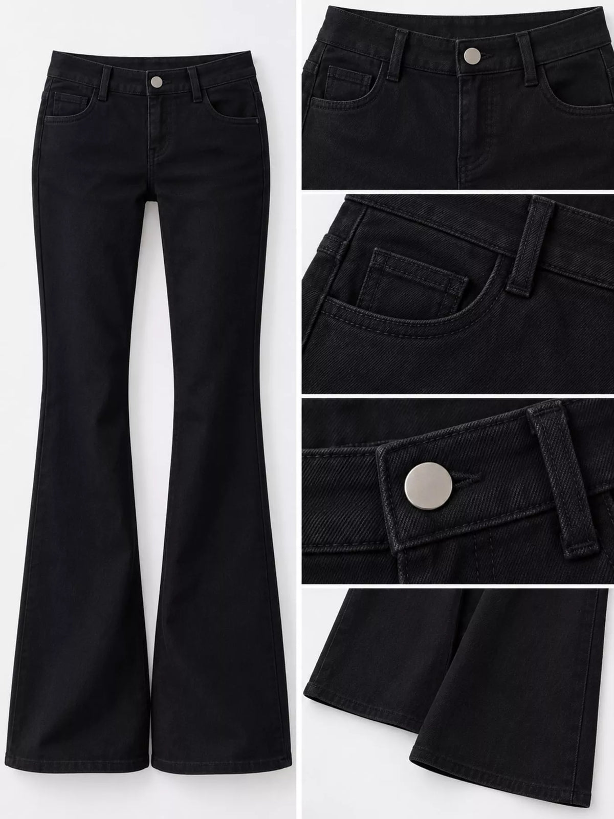 Women's Flare Jeans with Pockets in black — detail collage view