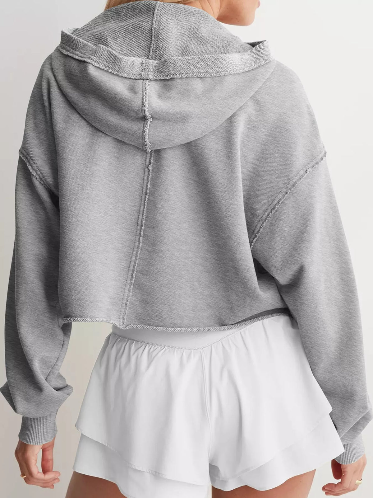 Cropped hoodie, light gray back