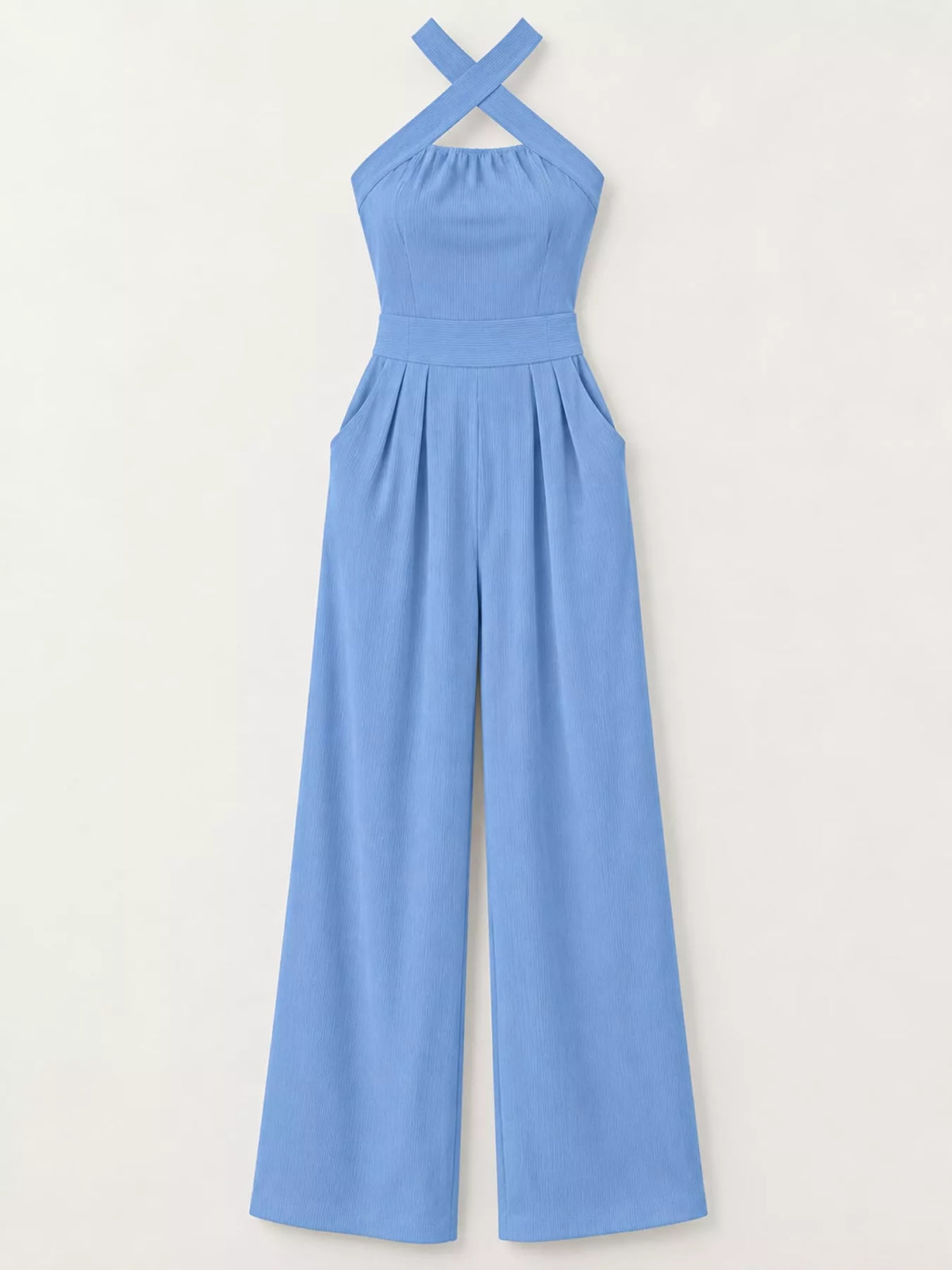 Wide-leg jumpsuit, light blue flat lay