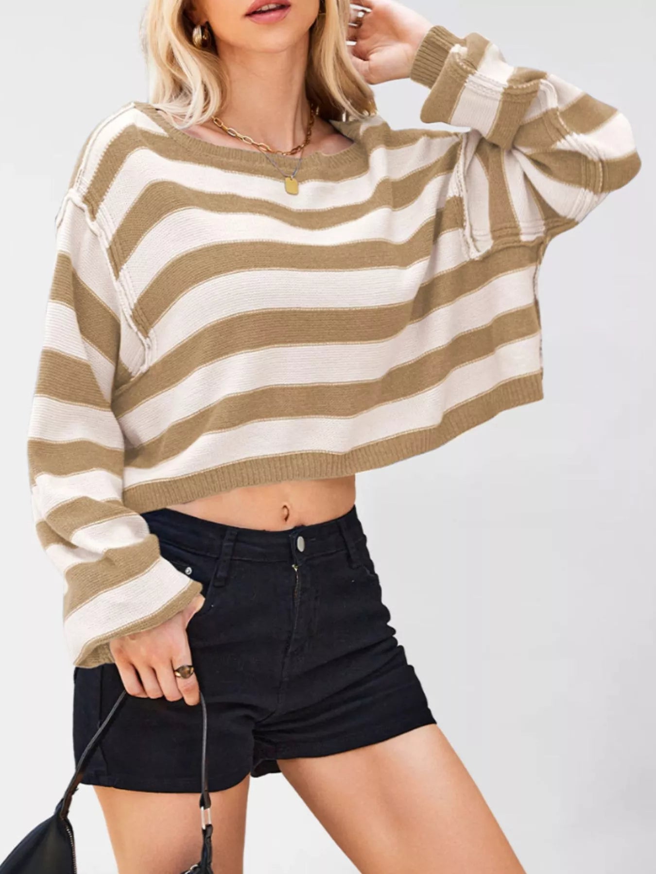 Trendsi Striped Boat Neck Sweater -