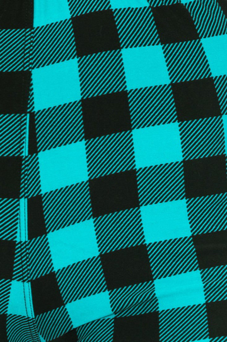 Niobe Clothing Teal Shepherd Check Design Leggings - Leggings p_leggings