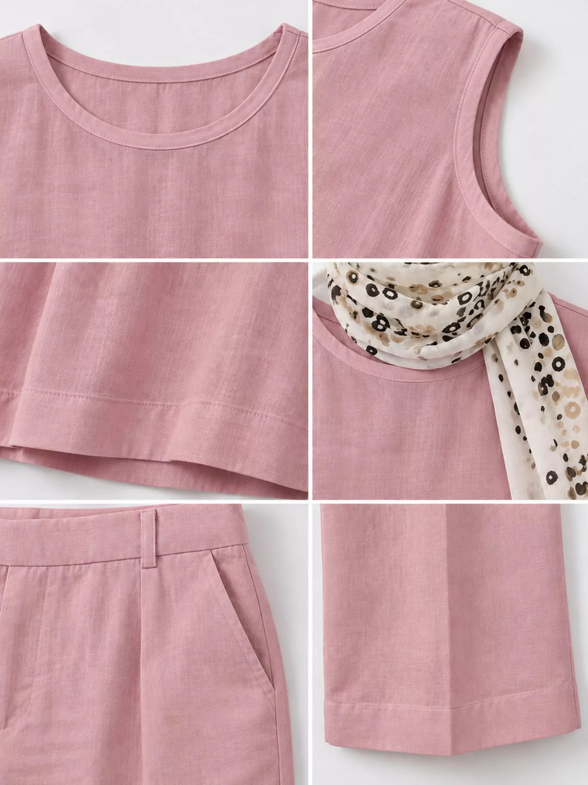 Sleeveless Top and Wide-Leg Pants Set — construction details