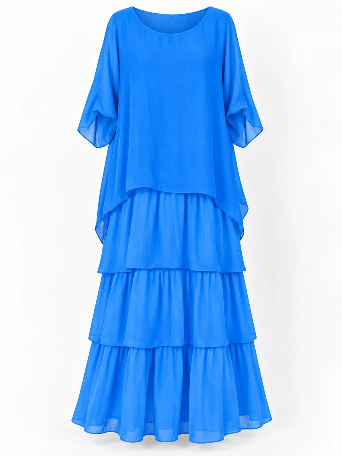 Layered maxi dress, blue detail front