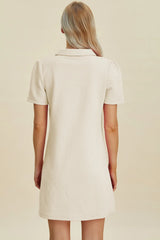 Trendsi Double Take Full Size Texture Short Sleeve Dress - Dresses