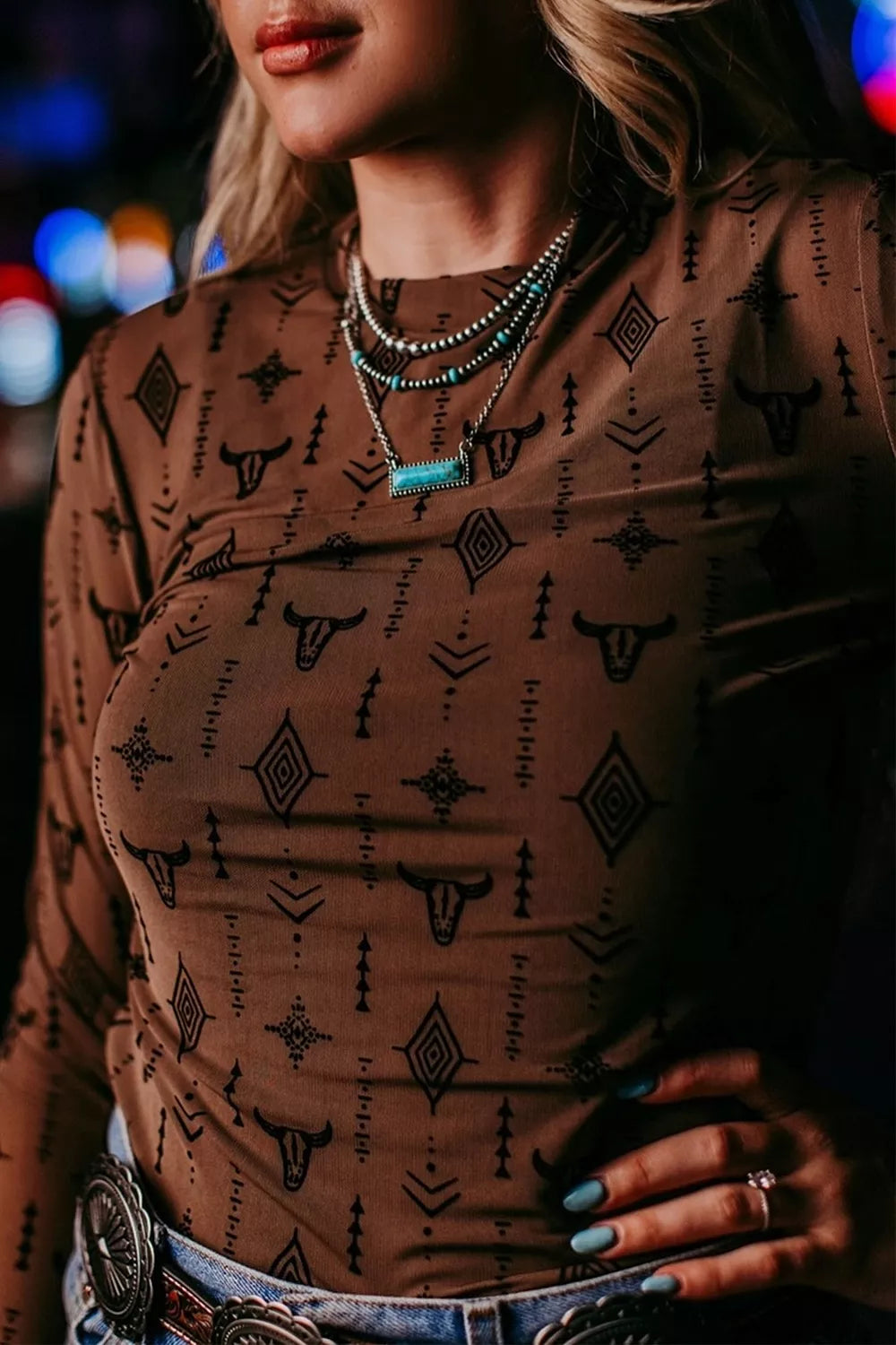 Trendsi Western-Inspired Long Sleeve T-Shirt -