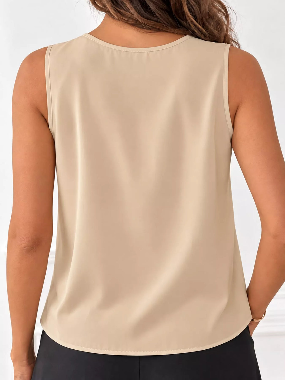 Sleeveless Pleated Blouse — back view