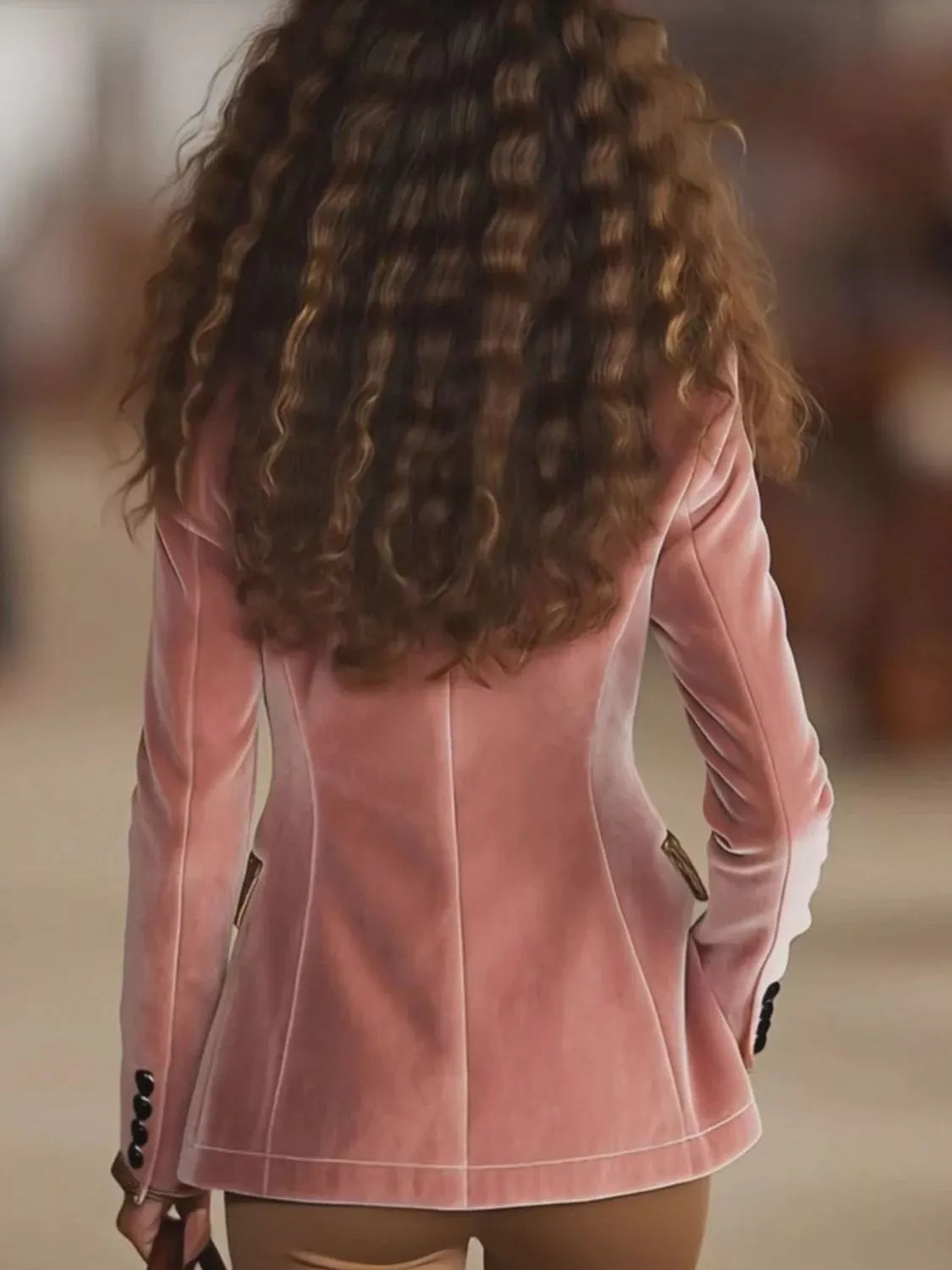 Pink Leopard Collar One Button Blazer detail view