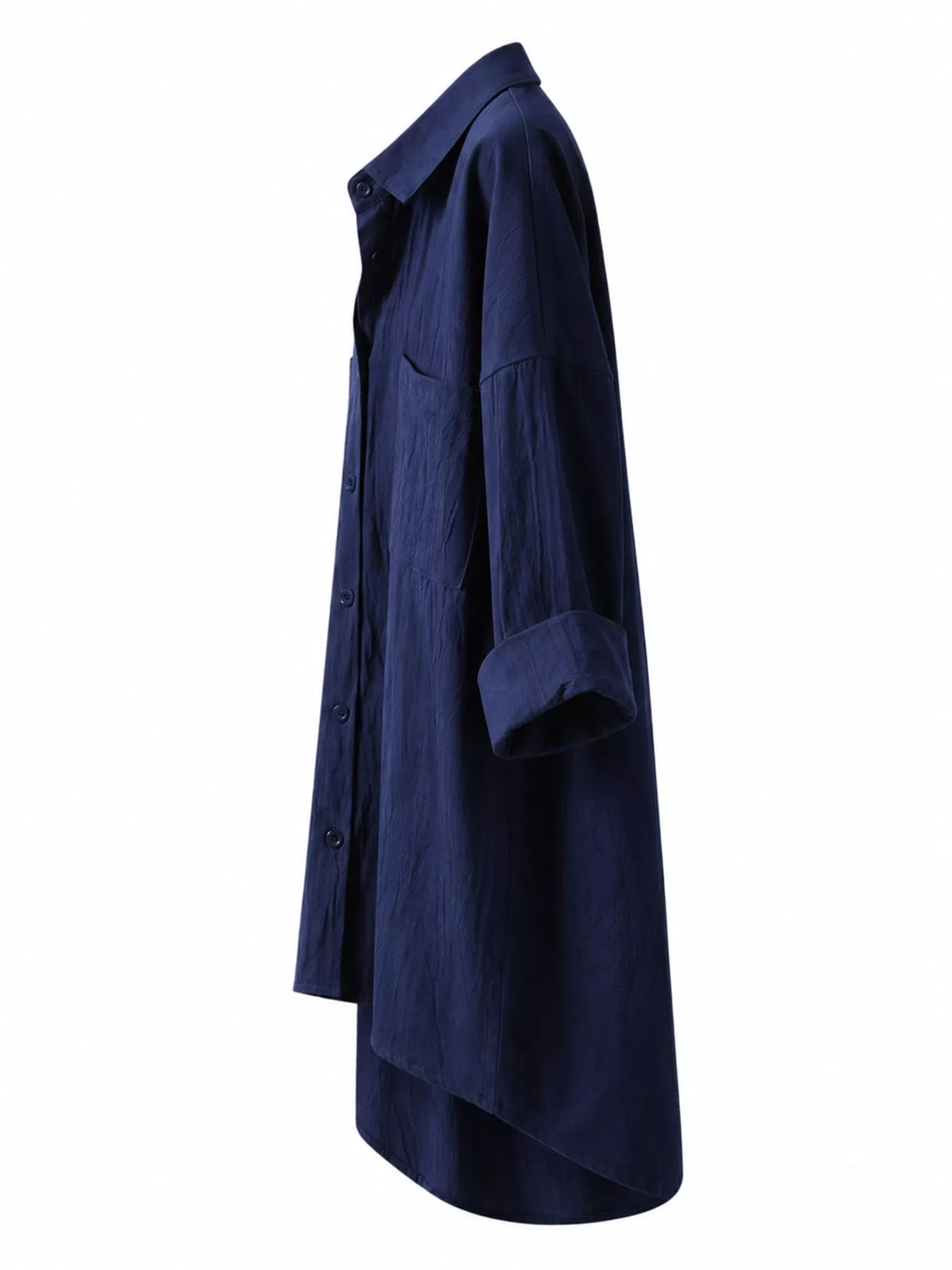 Cotton chest-pocket shirt, navy side