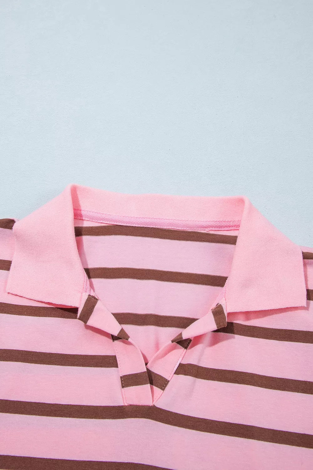 Trendsi Stripe Striped Long Sleeve Collar Shift Top -