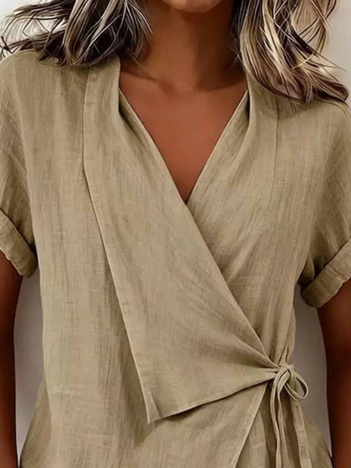Trendsi Tie-Side Detail Wrap Top -
