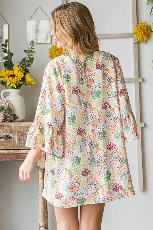 Trendsi Heimish Full Size Multi Color Floral Open Cardigan Plus Size -
