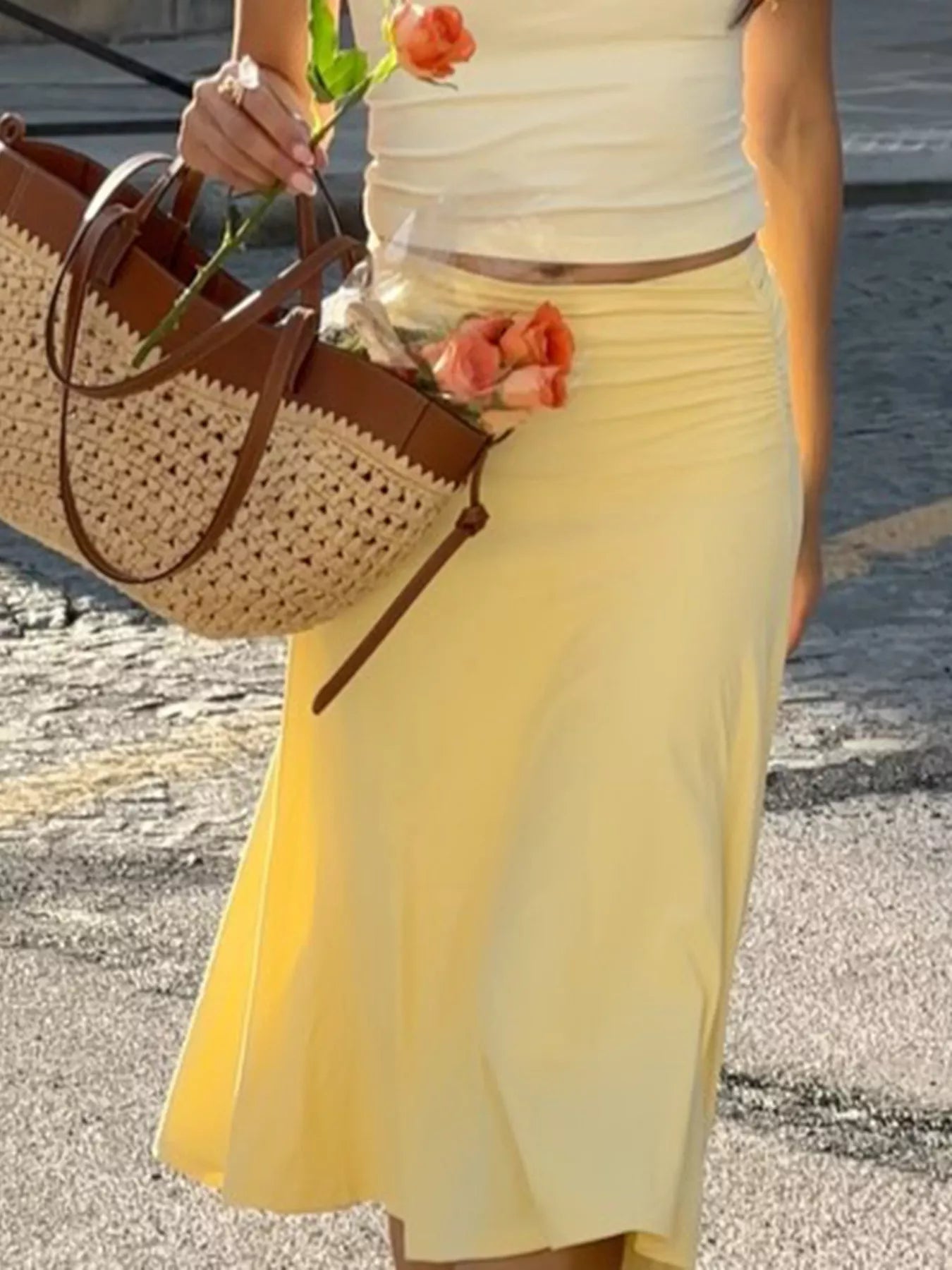 Trendsi Flowy Ruched Waist Skirt -