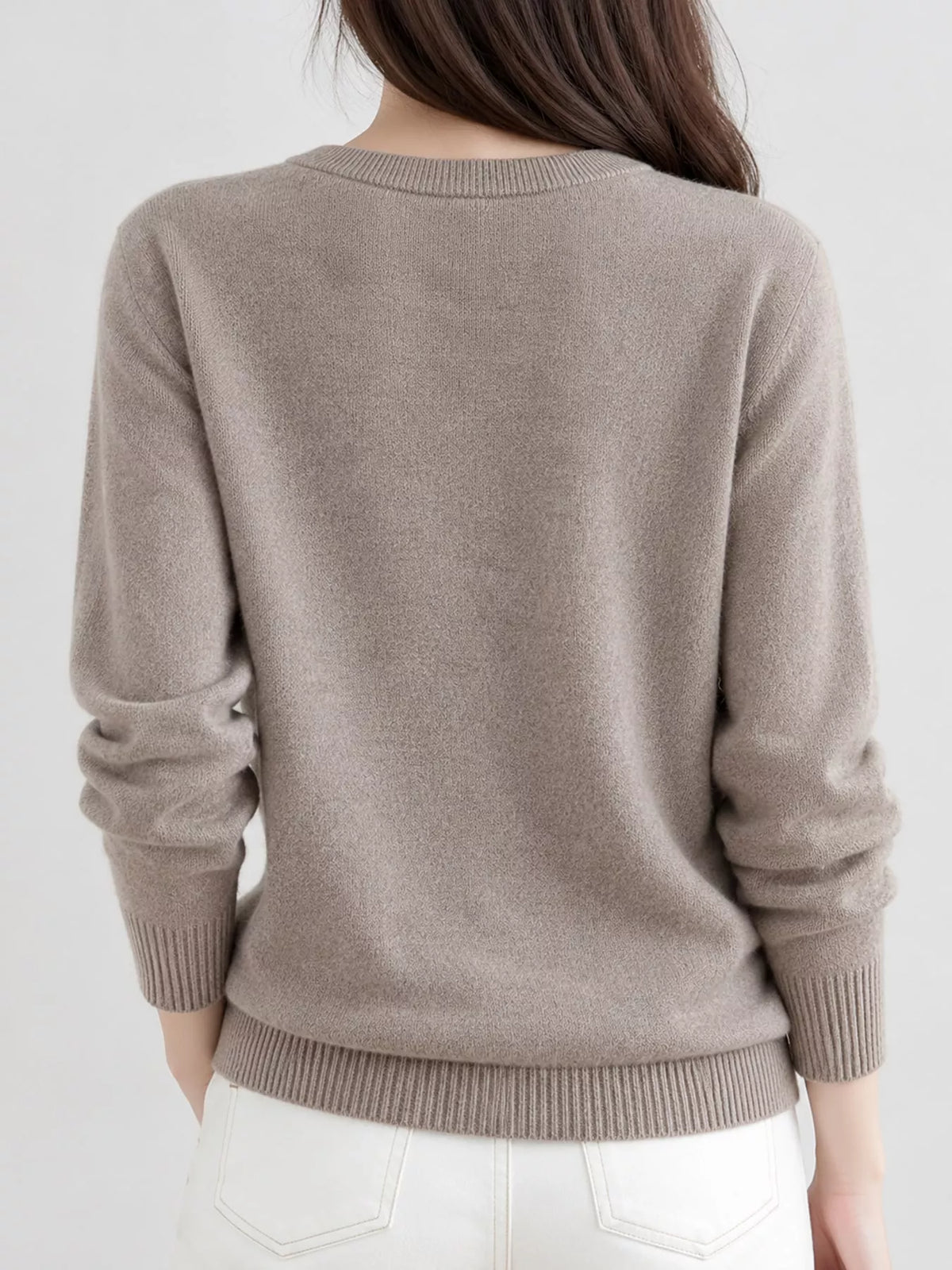 Button-down cardigan, taupe back