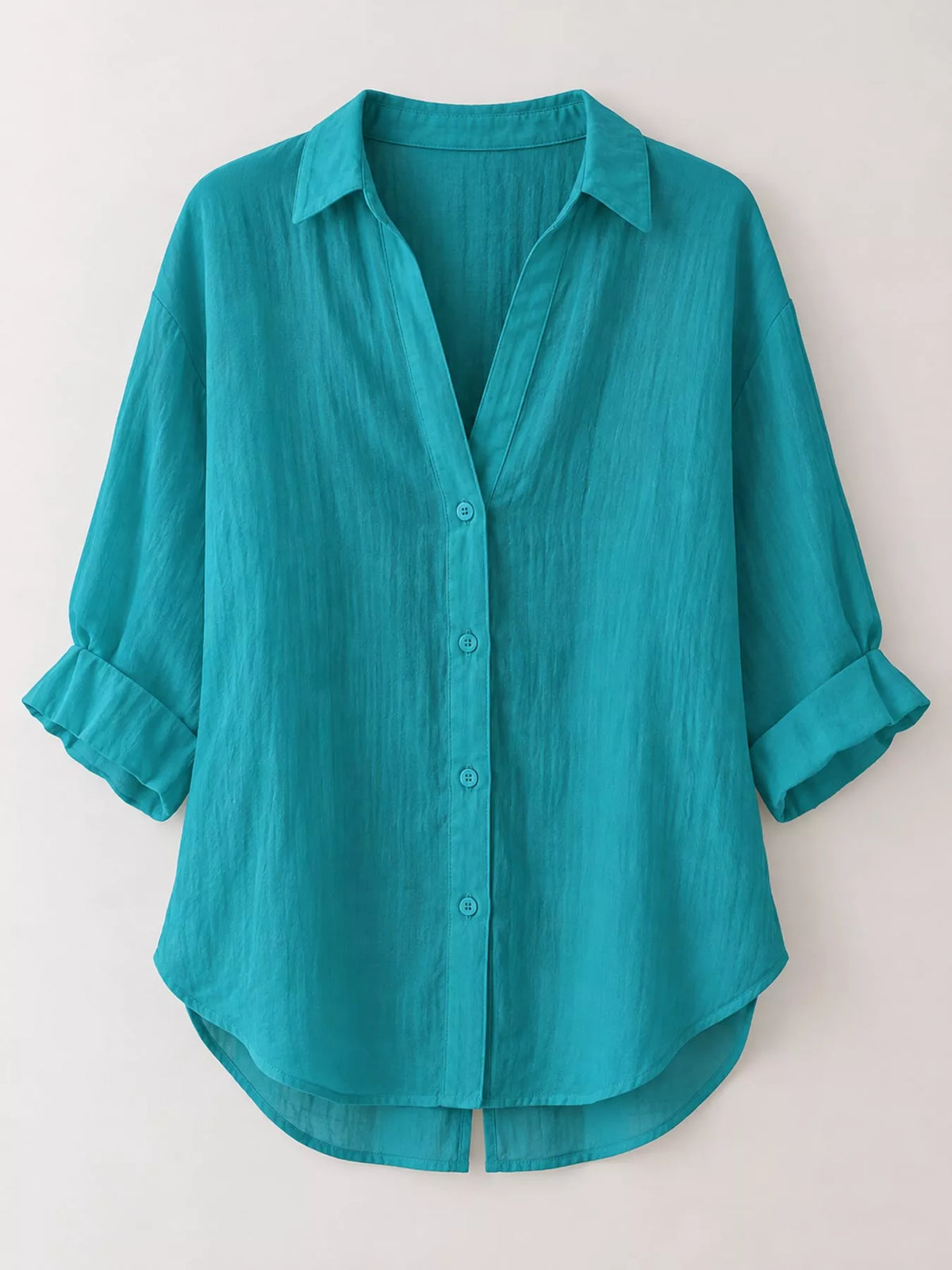 Teal loose fit tie back shirt