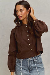 Trendsi SO ME 3d Floral Woven Long Sleeve Front Button Shirt -