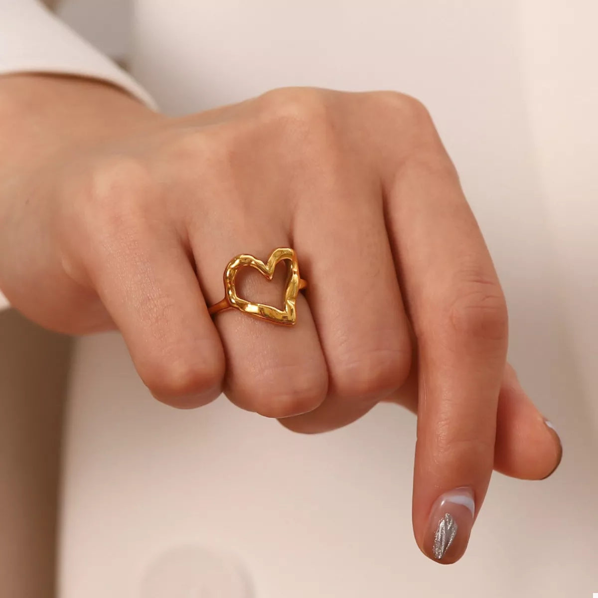 Trendsi 18K Gold-Plated Heart Ring -