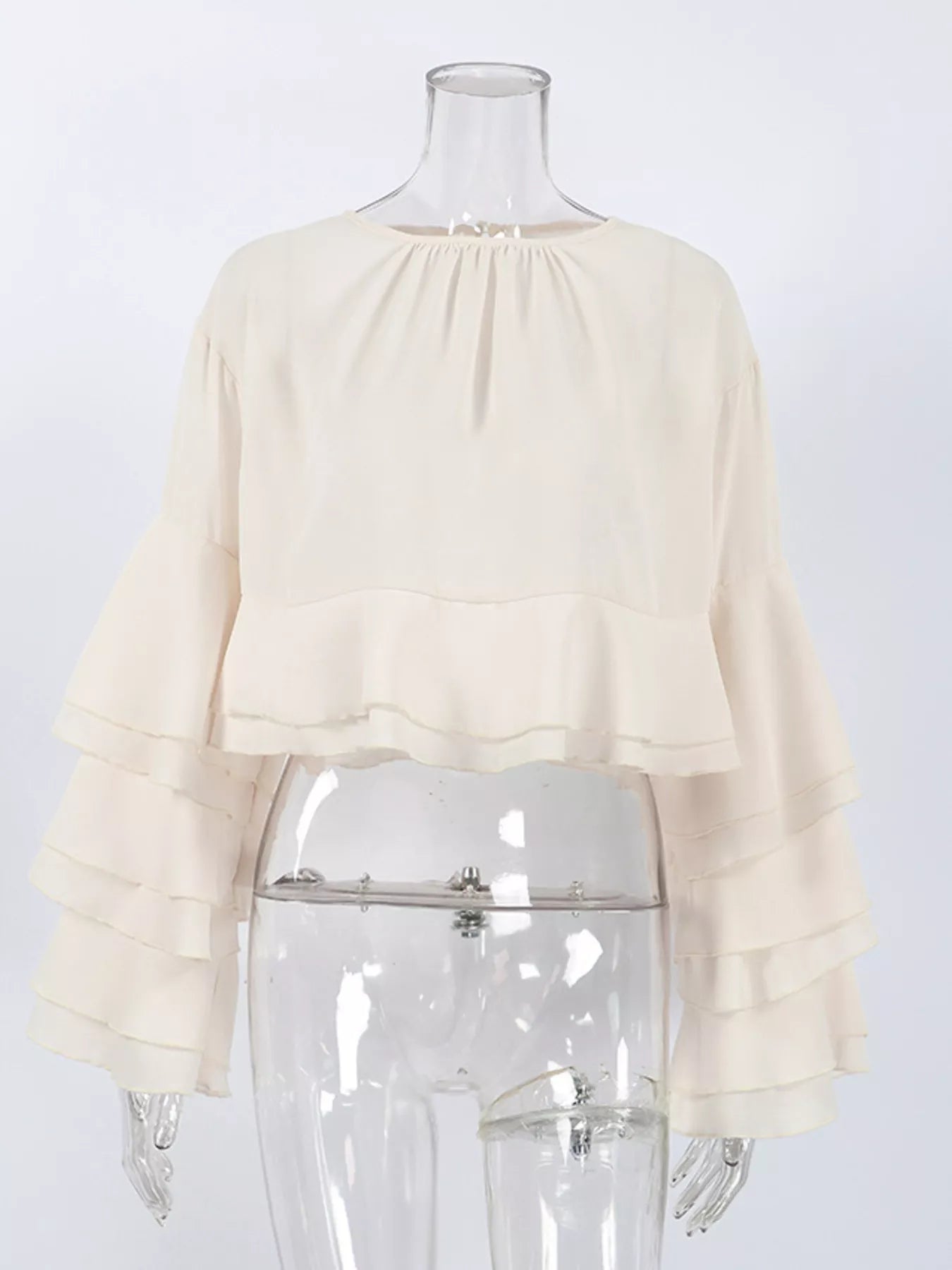 Trendsi Layered Ruffled Hem Flare Sleeves Blouse -