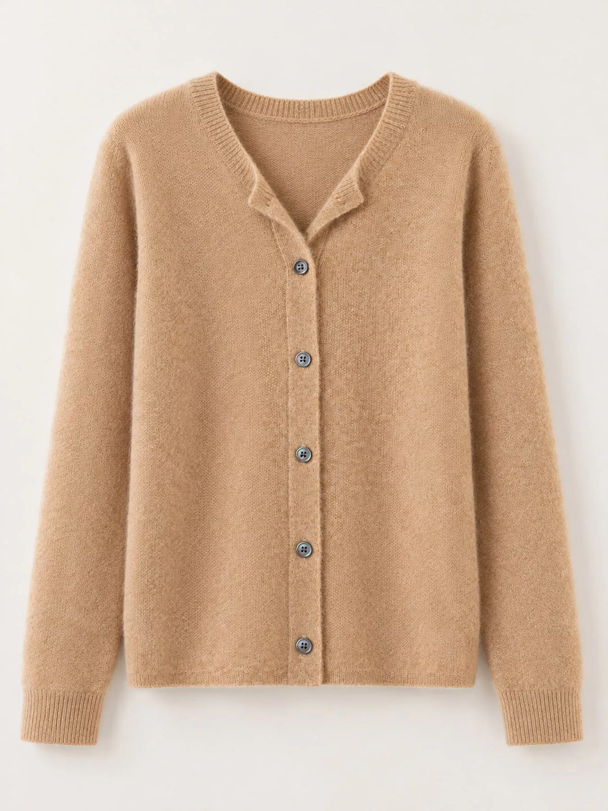 Ribbed cardigan, tan hanging front