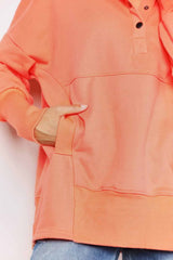Trendsi Double Take Quarter-Snap Dropped Shoulder Hoodie - Shirts