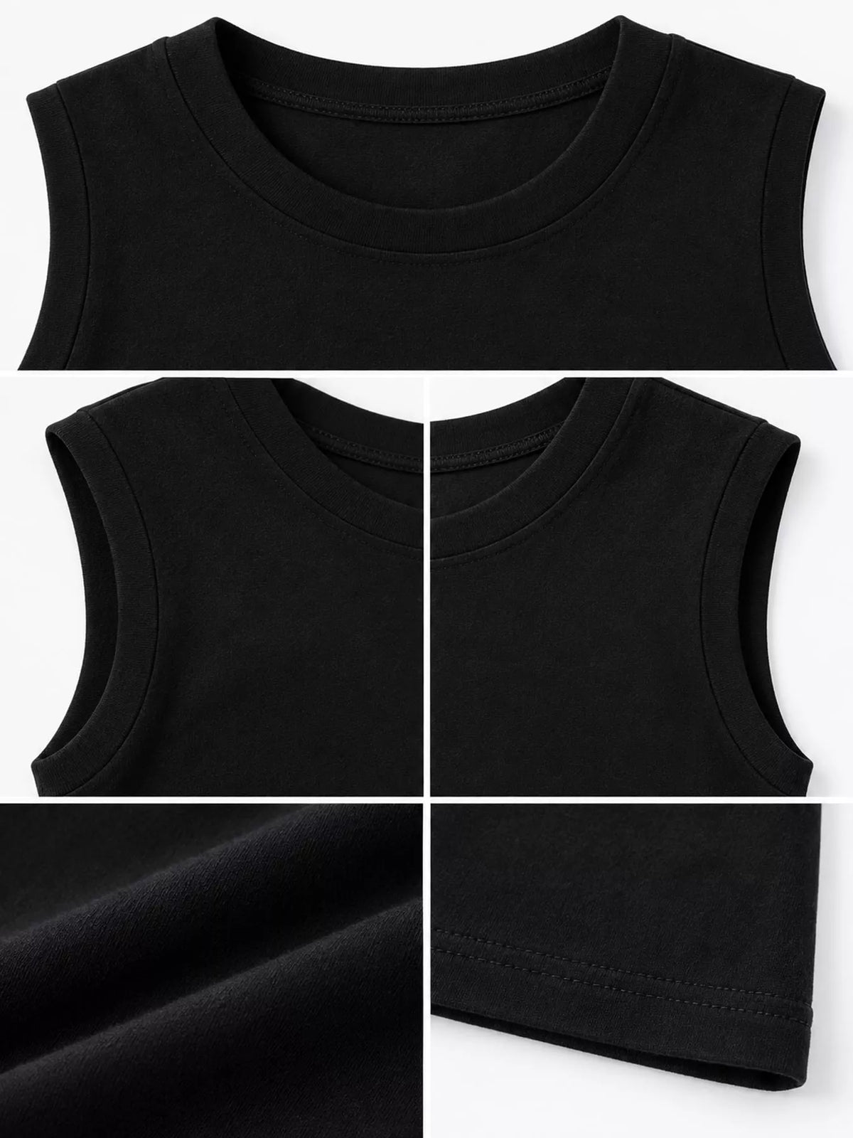 Slim-Fit Sleeveless Crew Neck Tank Top — garment construction details